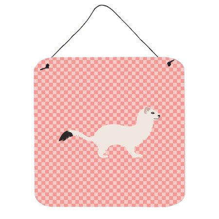 MICASA Stoat Short-Tailed Weasel Pink Check Wall or Door Hanging Prints6 x 6 in. MI627846